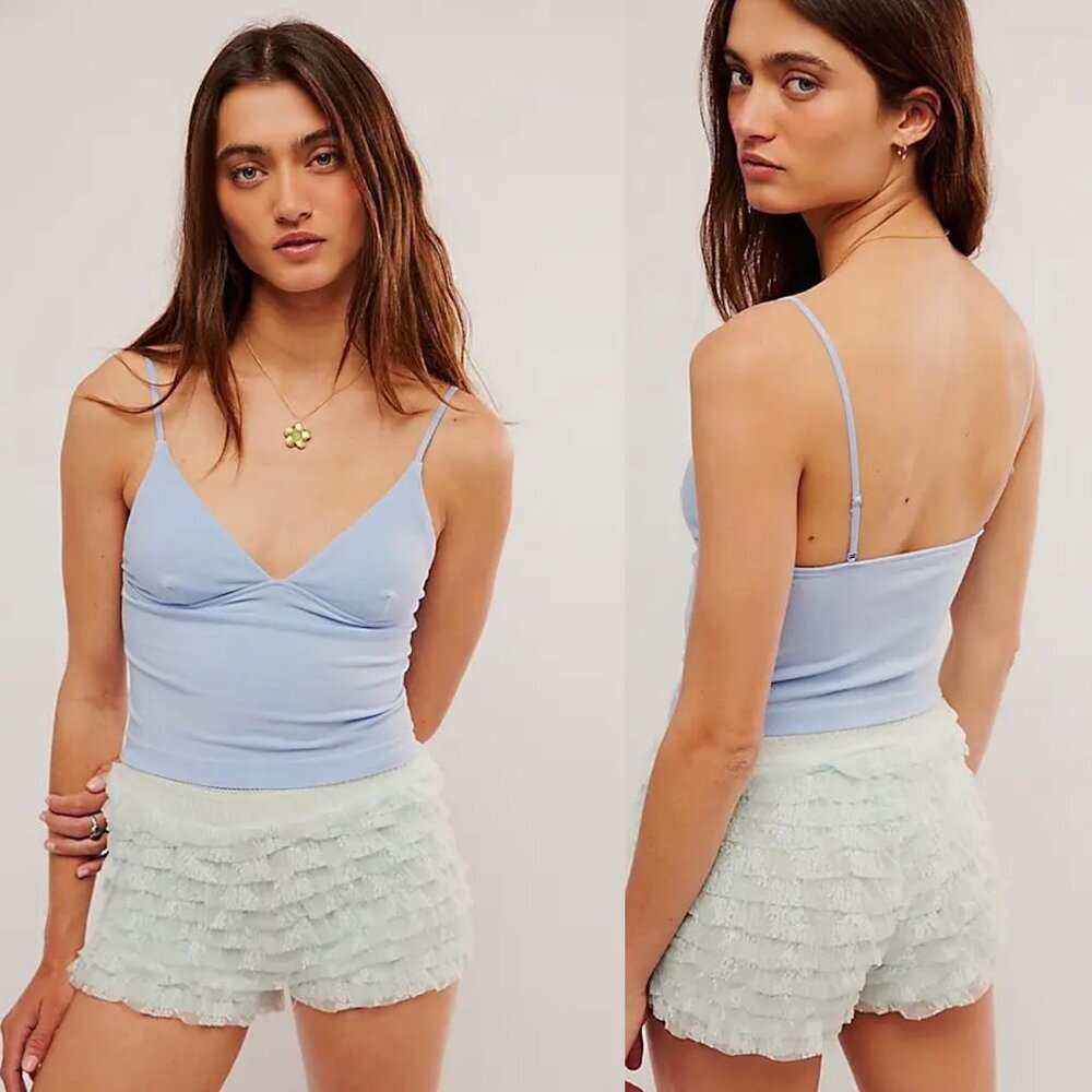 New Free People Luna Tencel Triangle Blue Cami Size M/L